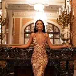 A&N Boutique Lolita Sequin Gown - Gold Spain Collection