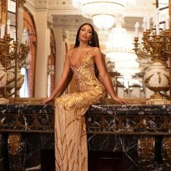 A&N Boutique Lolita Sequin Gown - Gold Spain Collection