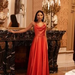 A&N Boutique Spain Collection Livnia Satin Gown - Orange 8 A&N Boutique Spain Collection Livnia Satin Gown - Orange