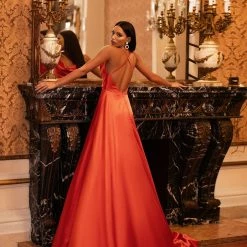 A&N Boutique Spain Collection Livnia Satin Gown - Orange