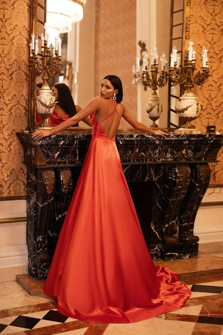 A&N Boutique Spain Collection Livnia Satin Gown - Orange 4 A&N Boutique Spain Collection Livnia Satin Gown - Orange