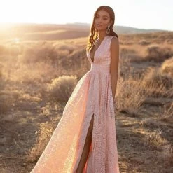A&N Boutique A&N Luxe Genelle Lace Gown - Peach Made To Order