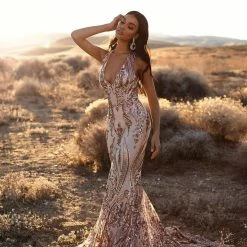 A&N Boutique A&N Luxe Ariya Sequin Gown - Rose Gold Made To Order