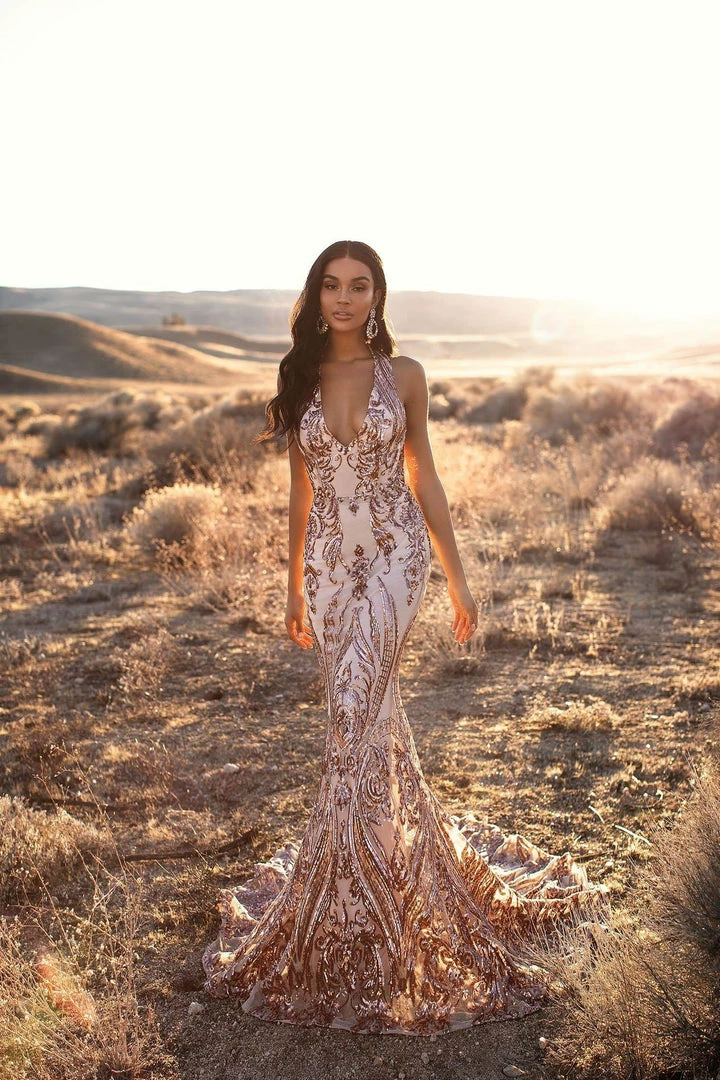 A&N Boutique A&N Luxe Ariya Sequin Gown - Rose Gold Made To Order 5 A&N Boutique A&N Luxe Ariya Sequin Gown - Rose Gold Made To Order