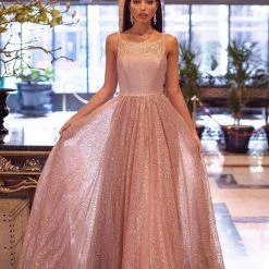 A&N Boutique Spain Collection Amiyah Glitter Gown - Rose Gold
