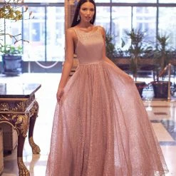 A&N Boutique Spain Collection Amiyah Glitter Gown - Rose Gold