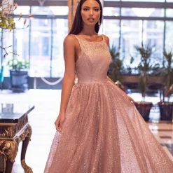 A&N Boutique Spain Collection Amiyah Glitter Gown - Rose Gold