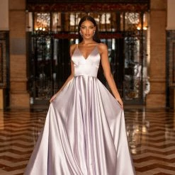 A&N Boutique Maliyah Satin Gown - Lilac Spain Collection