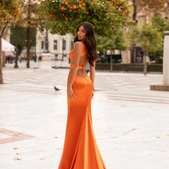 A&N Boutique Alondra Satin Gown - Orange Spain Collection