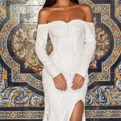 A&N Boutique Zeni Sequin Gown - White