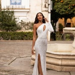 A&N Boutique Evelia Sequin Gown - White