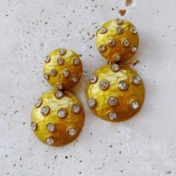 Glazori Jewels Glazori Qiana Gold Circle Crystal Statement Earrings