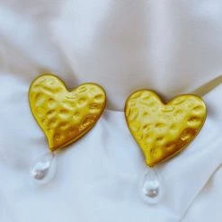 Glazori Jewels Earrings Glazori Ornelia Gold Heart Earring With Pearl 7 Glazori Jewels Earrings Glazori Ornelia Gold Heart Earring With Pearl