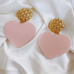 Glazori Jewels Glazori Marinela Gold Pink Heart Drop Earrings