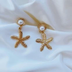 Glazori Jewels Glazori Nadia Gold Textured Starfish Earrings 7 Glazori Jewels Glazori Nadia Gold Textured Starfish Earrings