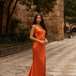 A&N Boutique Emilita Satin Gown - Orange