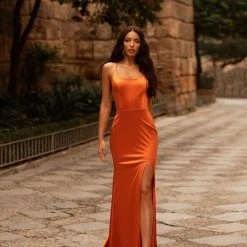 A&N Boutique Emilita Satin Gown - Orange