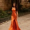 A&N Boutique Emilita Satin Gown - Orange