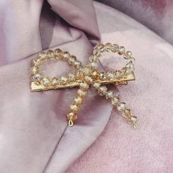 Glazori Jewels Clips Pink Crystal Bow Hair Clip