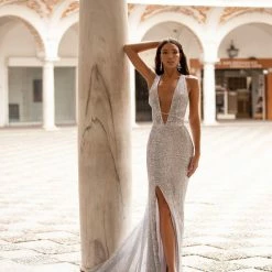 A&N Boutique Lili Sequin Gown - Silver Spain Collection