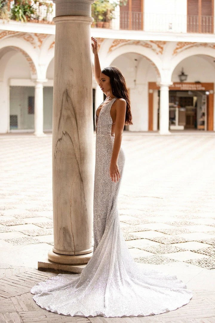 A&N Boutique Lili Sequin Gown - Silver Spain Collection 7 A&N Boutique Lili Sequin Gown - Silver Spain Collection