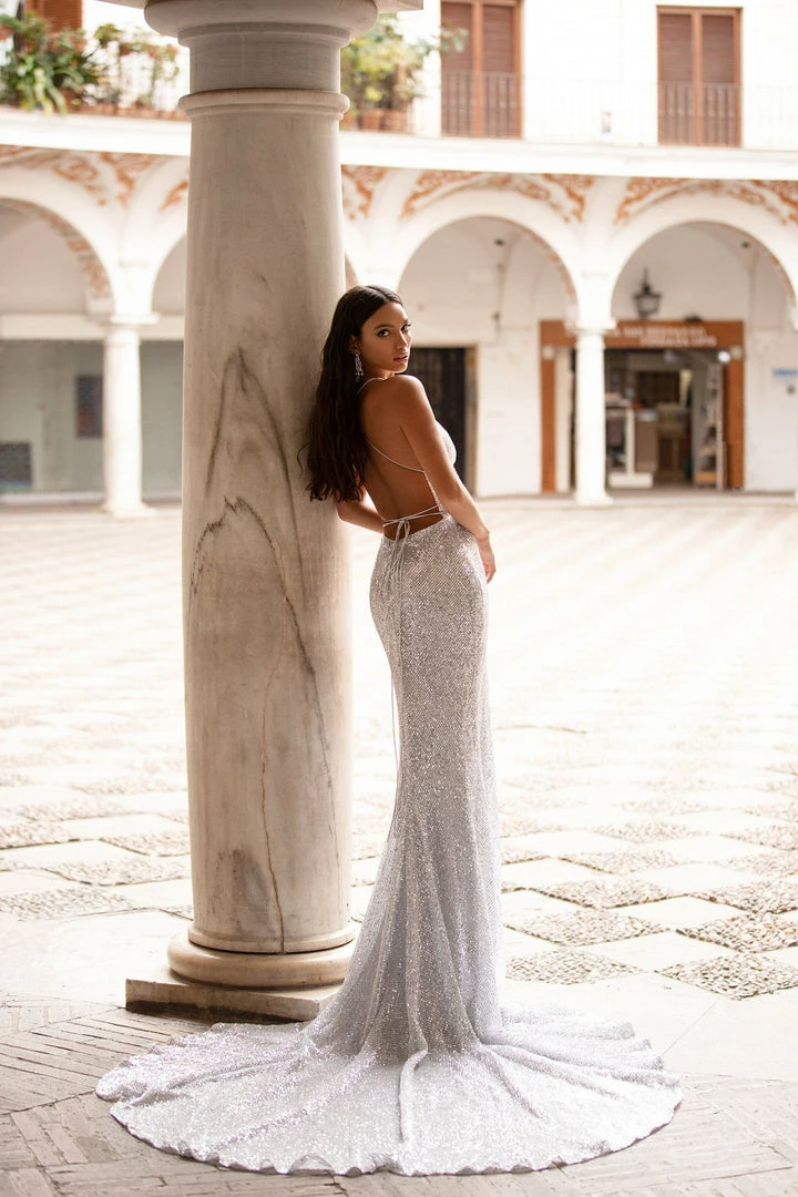 A&N Boutique Lili Sequin Gown - Silver Spain Collection 4 A&N Boutique Lili Sequin Gown - Silver Spain Collection