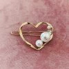 Glazori Jewels Gold Heart Clip With Pearl & Crystal Detailing