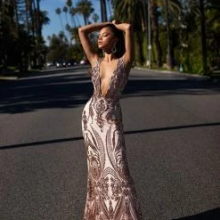 A&N Boutique Made To Order A&N Luxe Maurita Sequins Gown - Rose Gold