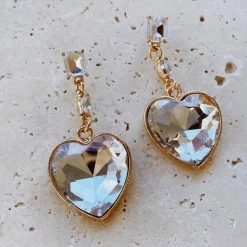 Glazori Jewels Glazori Oddette Gold Heart Crystal Drop Earrings