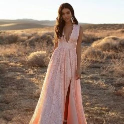 A&N Boutique A&N Luxe Genelle Lace Gown - Peach Made To Order