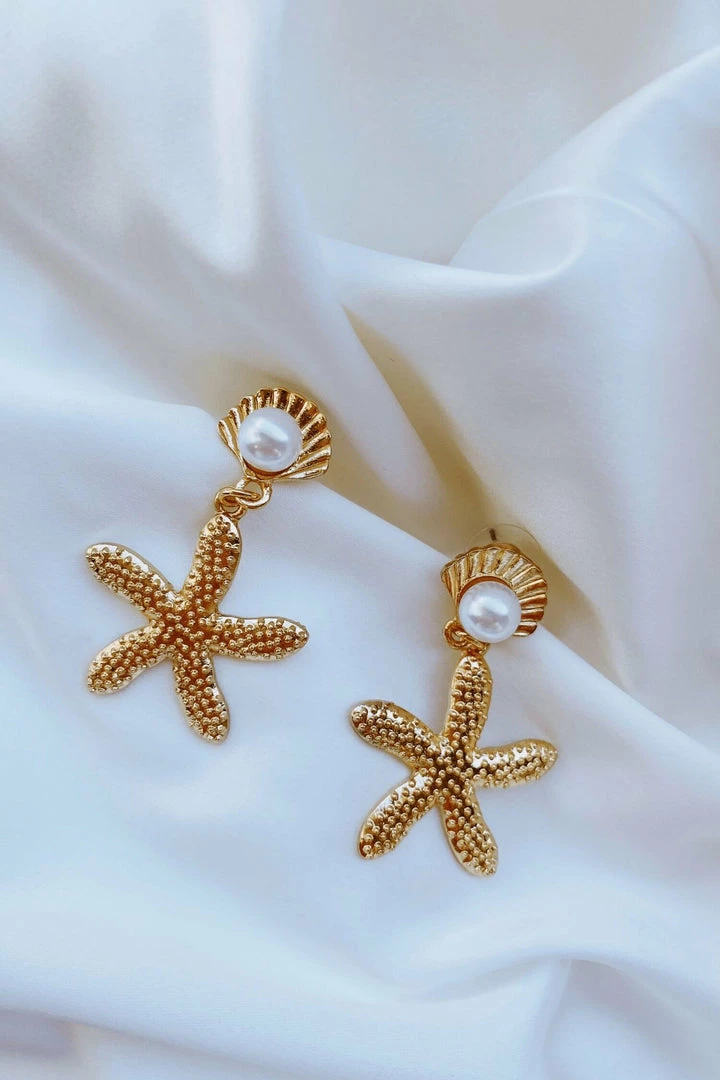 Glazori Jewels Glazori Nadia Gold Textured Starfish Earrings 4 Glazori Jewels Glazori Nadia Gold Textured Starfish Earrings