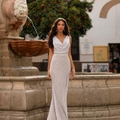 A&N Boutique Rosalin Sequin Gown - Silver