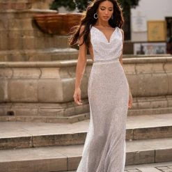 A&N Boutique Rosalin Sequin Gown - Silver