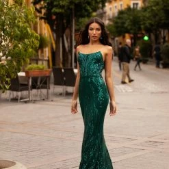 A&N Boutique Ramira Sequin Gown - Emerald