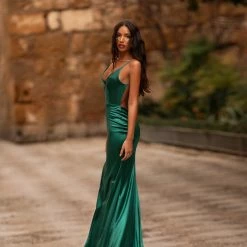 A&N Boutique Felicita Satin Gown - Emerald