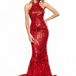 A&N Boutique A&N Bridesmaids Inaya Sequin Gown - Red Made To Order