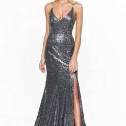A&N Boutique A&N Bridesmaids Kara Sequin Gown - Gunmetal Made To Order 13 A&N Boutique A&N Bridesmaids Kara Sequin Gown - Gunmetal Made To Order
