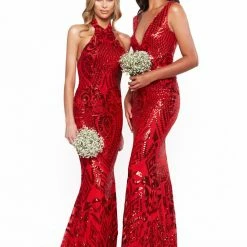 A&N Luxe Label Sales 59 A&N Boutique A&N Bridesmaids Inaya Sequin Gown - Red Made To Order