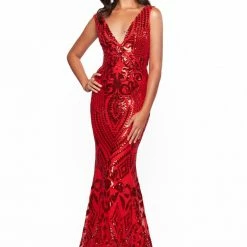 A&N Boutique Made To Order A&N Bridesmaids Crown Sequin Gown - Red
