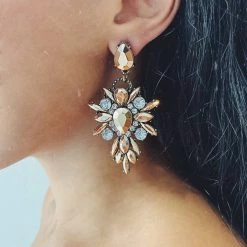 Glazori Jewels Glazori Zahara Bronze Drop Earrings With Silver Crystals