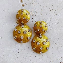 Glazori Jewels Glazori Qiana Gold Circle Crystal Statement Earrings