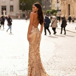A&N Boutique Agata Sequin Gown - Gold