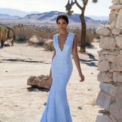 A&N Boutique Made To Order A&N Luxe Ivy Lace Gown - Sky Blue