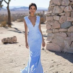 A&N Boutique Made To Order A&N Luxe Ivy Lace Gown - Sky Blue
