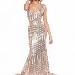 A&N Boutique A&N Bridesmaids Serena Sequin Gown - Rose Gold