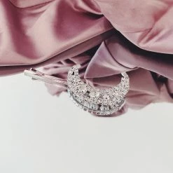 Glazori Jewels Clips Silver Moon Diamante Hair Pin