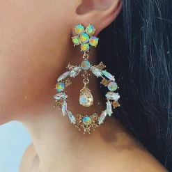 Glazori Jewels Glazori Inaya Gold Statement Earrings With Aurora Crystals