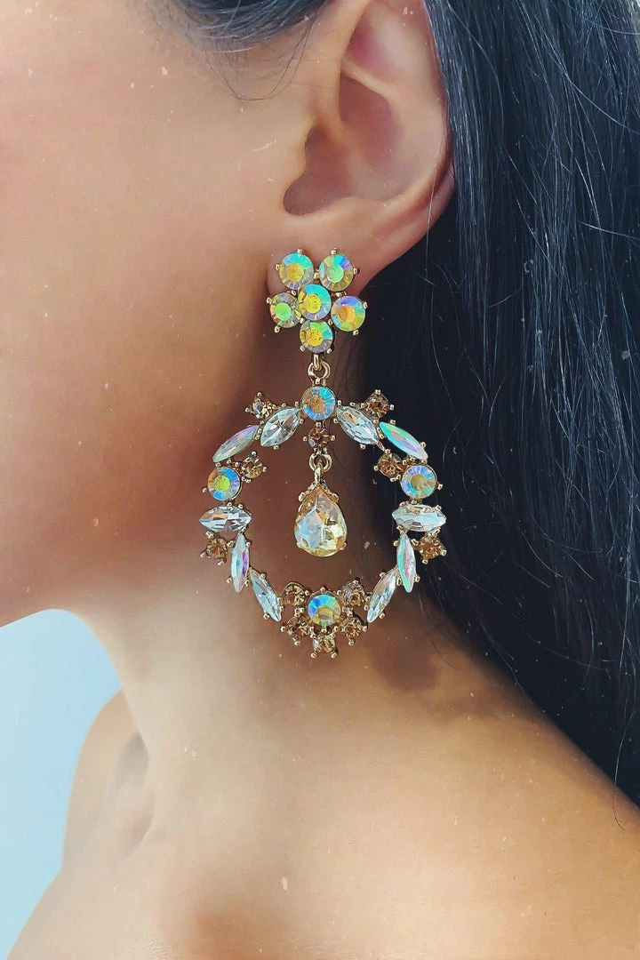 Glazori Jewels Glazori Inaya Gold Statement Earrings With Aurora Crystals 3 Glazori Jewels Glazori Inaya Gold Statement Earrings With Aurora Crystals