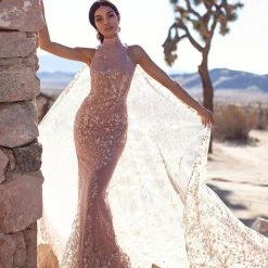 A&N Boutique A&N Luxe Tyra Glitter Cape Gown - Rose Gold Made To Order