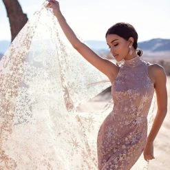 A&N Boutique A&N Luxe Tyra Glitter Cape Gown - Rose Gold Made To Order